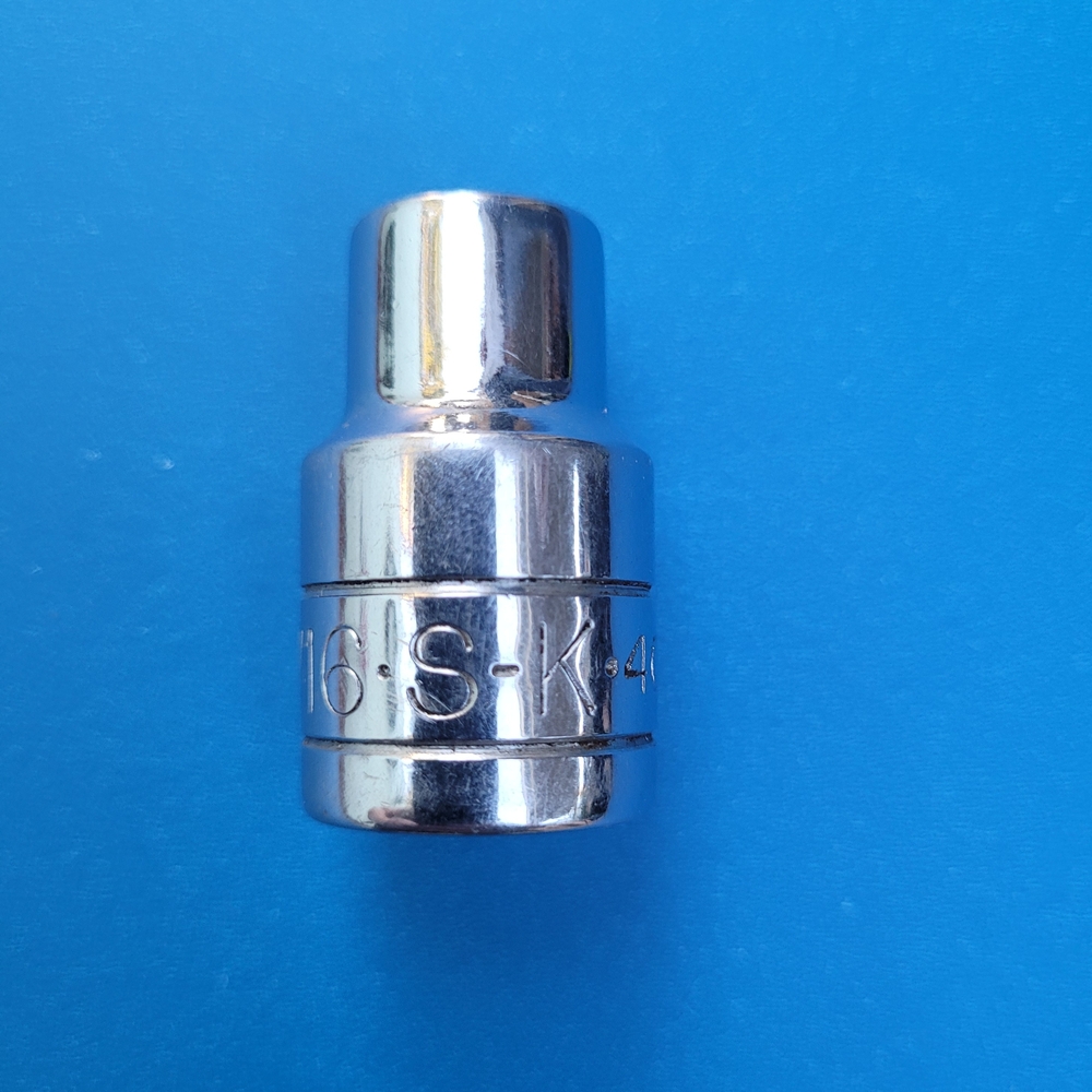 S-K Tools 40114 Socket,7/16 Shallow, 6 pt, 1/2" Drive.
